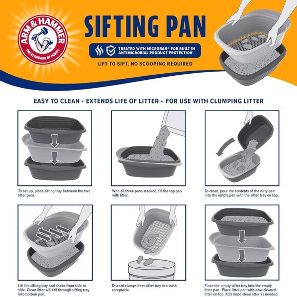 Large Sifting Plastic Cat Litter Box with Microban Odor Control Eco-Friendly - Picture 4 of 7